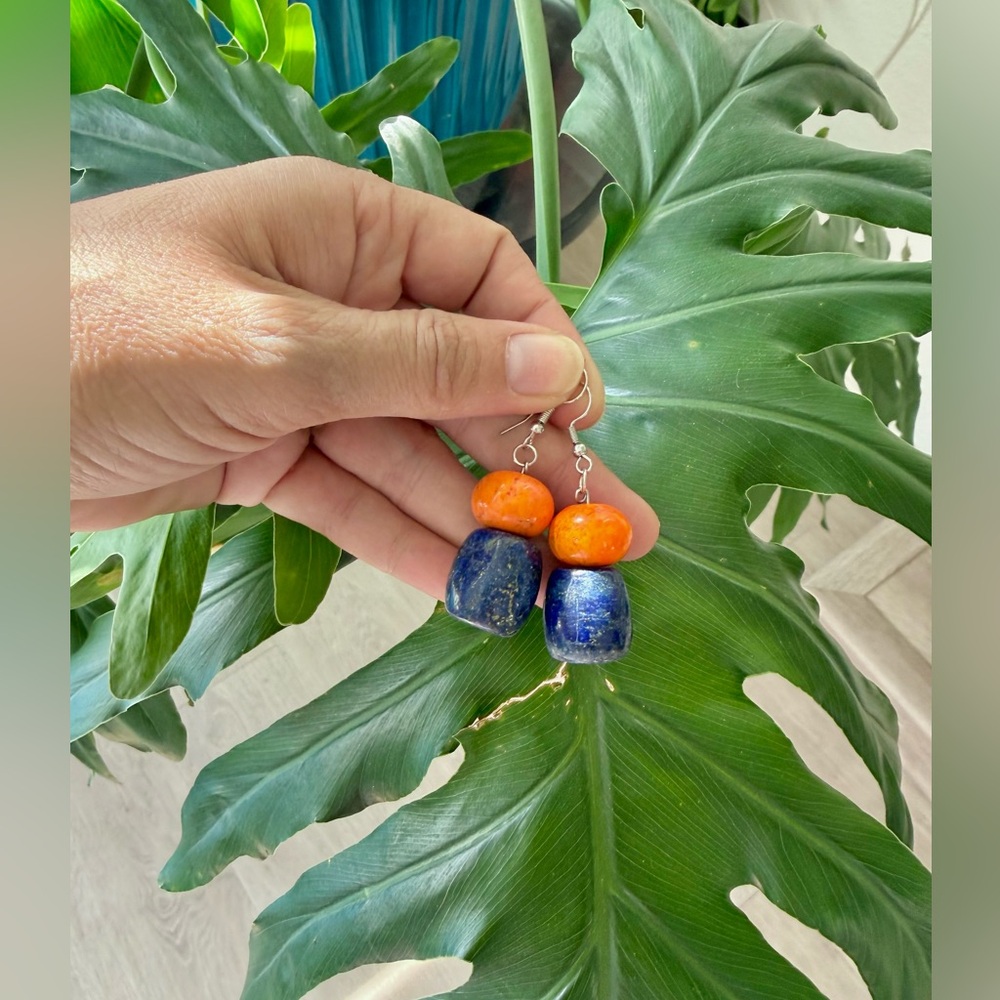 Handmade Lapis Lazuli & Howlite Earrings – Balance, Clarity & Calm stones - Picture 4 of 4